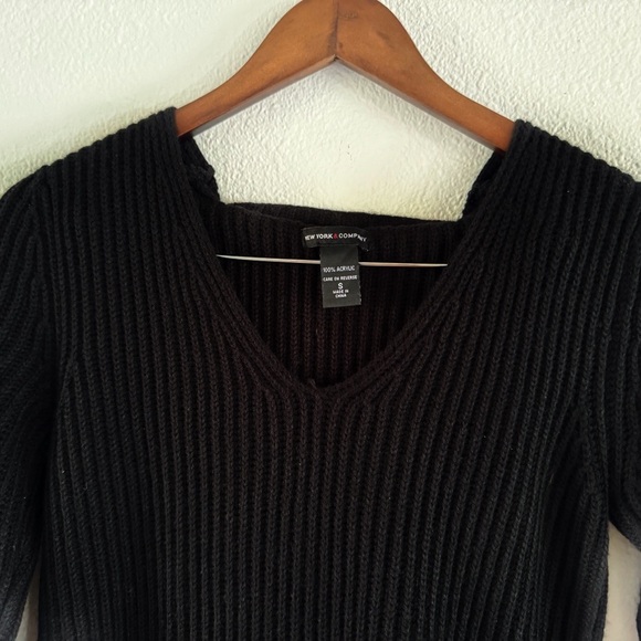 Ribbed Chunky Knit Button Detachable Cowl Neck Drape Sweater Small NY & Company - Picture 5 of 11